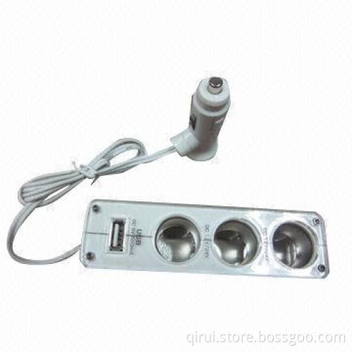 3-cigarette lighter with 1 USB, for car charger